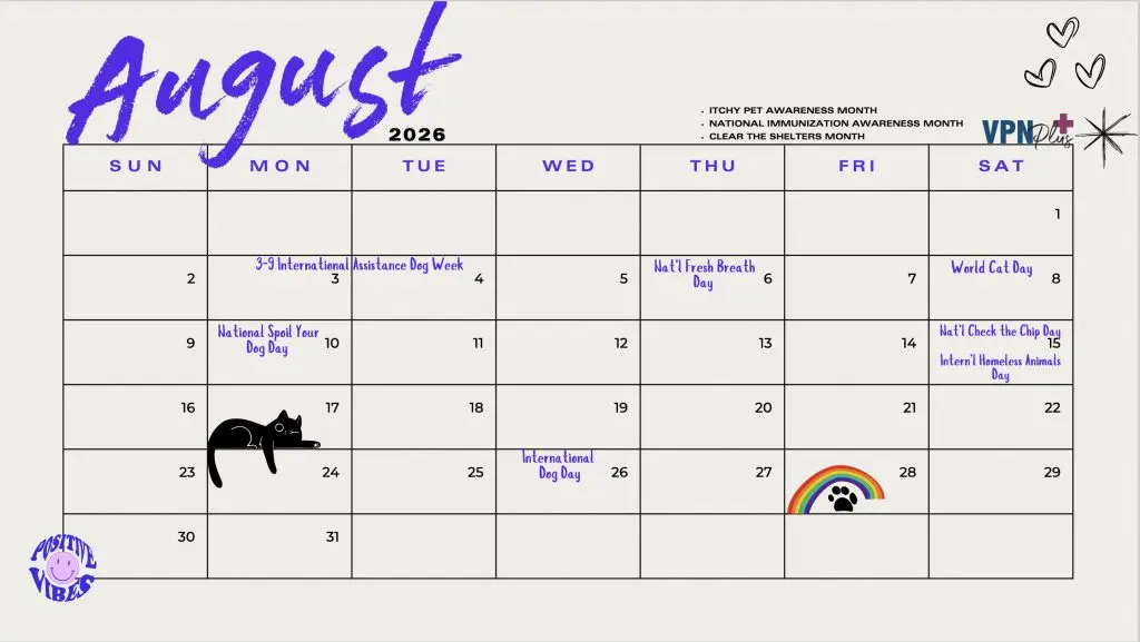 August pet-related holidays — from specific days to the whole month!
