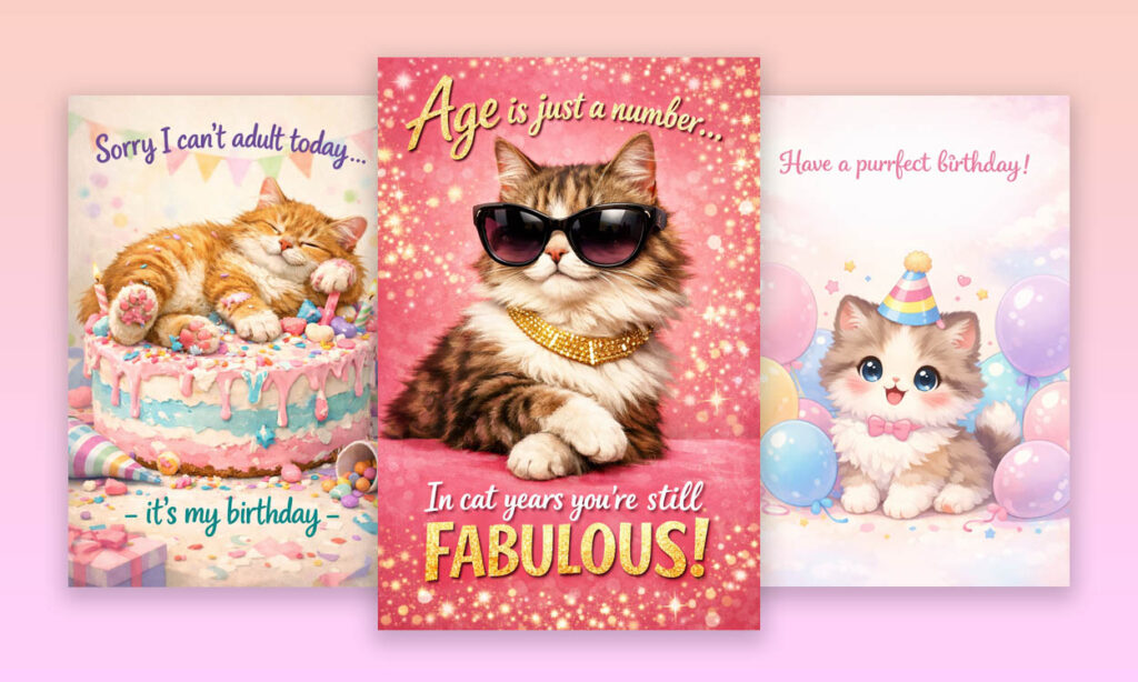 Birthday Cards With Cats: 15 Free Printables for Cat Lovers
